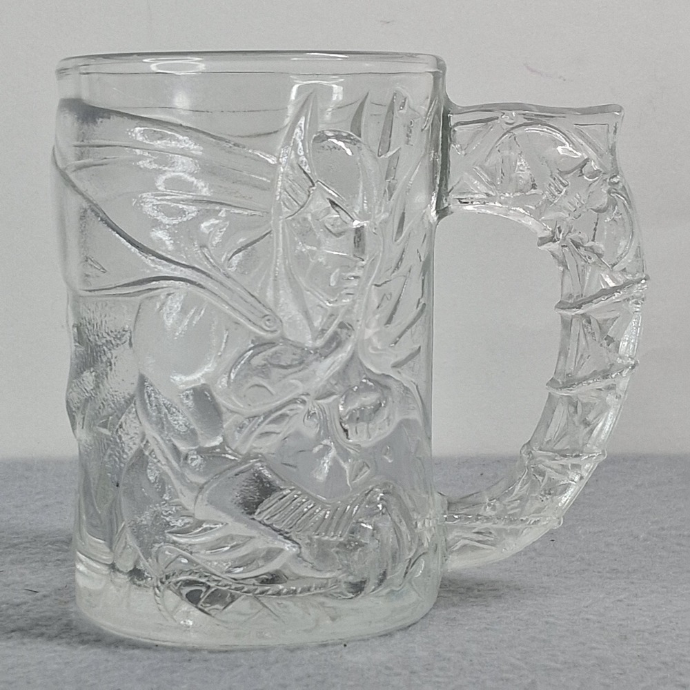 McDonalds Batman Forever 1995 Embossed Glass Mug Made in France Vintage